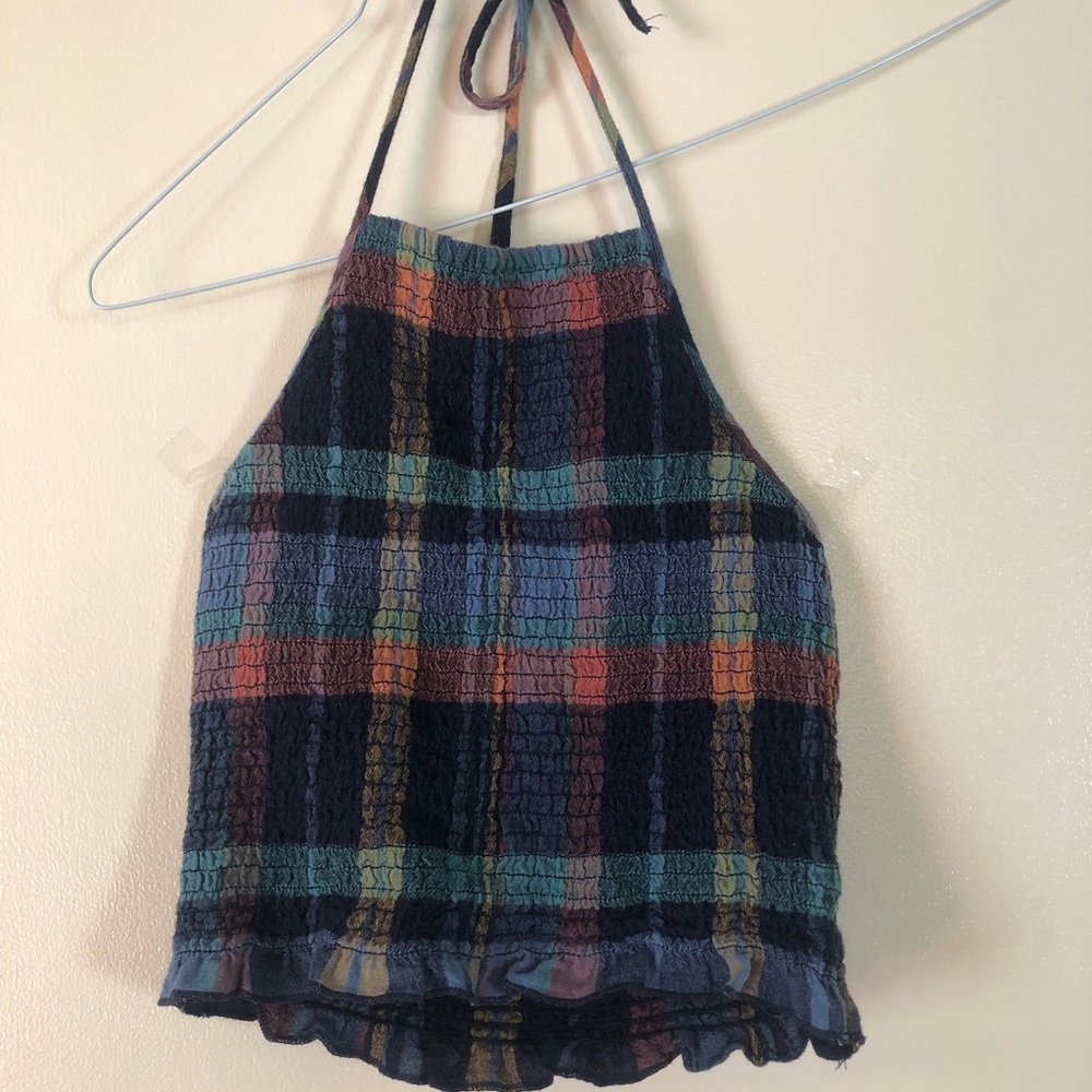 Plaid cropped halter top - Picture 3 of 4